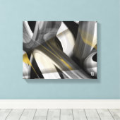 14x11" Trend Abstract Art Canvas Black White Gold (Insitu (Houten vloer))