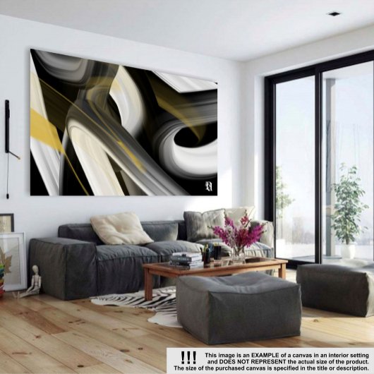14x11" Trend Abstract Art Canvas Zwart Wit Goud