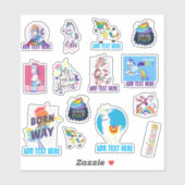 14x Shaped UNICORN Funny Cute Kawaii Dab Emoji Sticker (Vel)