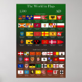 1500 AD-vlaggen van de wereld Poster (Voorkant)