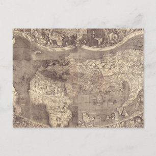 1507 Martin Waldseemuller Wereldkaart Briefkaart
