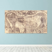 1507 Martin Waldseemuller Wereldkaart Canvas Afdruk (Insitu (Houten vloer))
