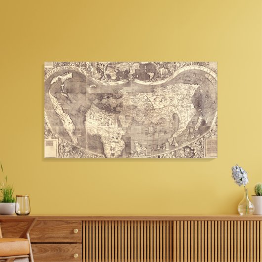 1507 Martin Waldseemuller Wereldkaart Canvas Afdruk (Insitu (Woonkamer))