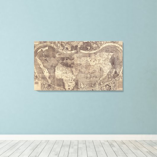 1507 Martin Waldseemuller Wereldkaart Canvas Afdruk (Insitu (Houten vloer))