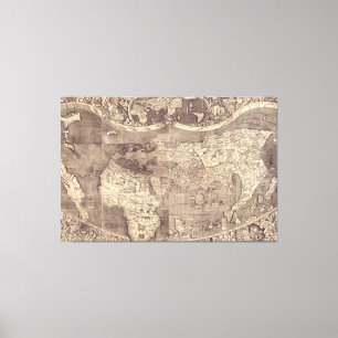 1507 Martin Waldseemuller Wereldkaart Canvas Afdruk