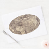 1507 Martin Waldseemuller Wereldkaart Ovale Sticker (Envelop)