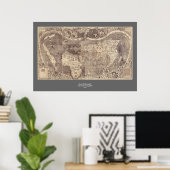 1507 Martin Waldseemuller Wereldkaart Poster (Thuiskantoor)