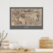 1507 Martin Waldseemuller Wereldkaart Poster (Keuken)
