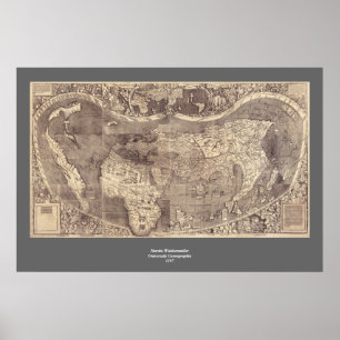1507 Martin Waldseemuller Wereldkaart Poster