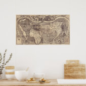 1507 Martin Waldseemuller Wereldkaart Poster (Keuken)