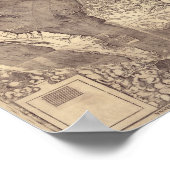 1507 Martin Waldseemuller Wereldkaart Poster (Hoek)