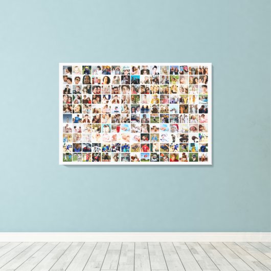 150 foto's Aangepaste fotocollage vierkant raster Canvas Afdruk (Insitu (Houten vloer))