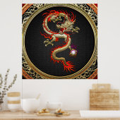 [150] Golden Chinese Dragon Fucanglong Poster (Keuken)