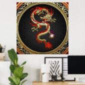 [150] Golden Chinese Dragon Fucanglong Poster (Thuiskantoor)