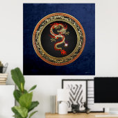[150] Golden Chinese Dragon Fucanglong Poster (Thuiskantoor)