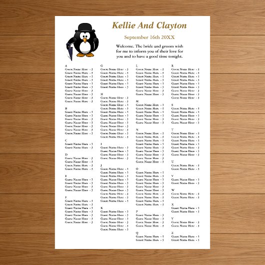 150 Grappige Pinguïn Begroeter Huwelijkstoewijzing Poster