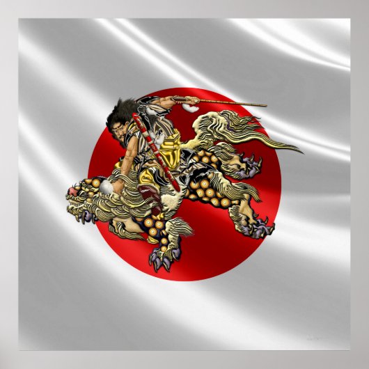 [150] Hokusai - Shoki Riding Shishi Lion Poster (Voorkant)