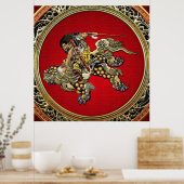 [150] Hokusai - Shoki Riding Shishi Lion Poster (Keuken)