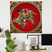 [150] Hokusai - Shoki Riding Shishi Lion Poster (Thuiskantoor)