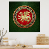 [150] IJslandse draak, Landvætir [Gold] Poster (Keuken)