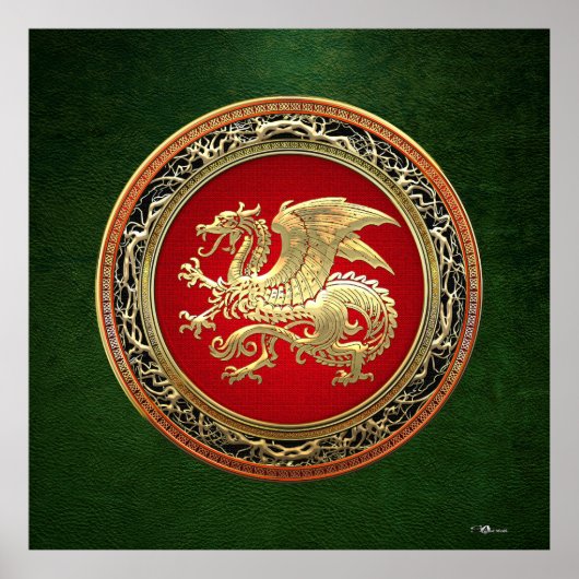 [150] IJslandse draak, Landvætir [Gold] Poster (Voorkant)