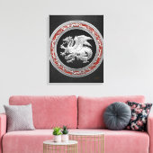 [150] IJslandse draak, Landvætir [Silver] Canvas Afdruk (Insitu (Woonkamer))