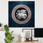 [150] IJslandse draak, Landvætir [Silver] Poster (Thuiskantoor)