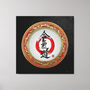 [150] Japanse kalligrafie - Aikido Canvas Afdruk