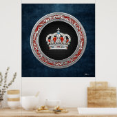 [150] Prince-Princess King-Queen Crown [Zilver] Poster (Keuken)