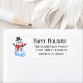 150 Retro Sneeuwman Vakantie Retouradres Label (Insitu)