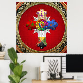 [150] Rosy Cross (Roos Croix) op Red & Gold Poster (Thuiskantoor)