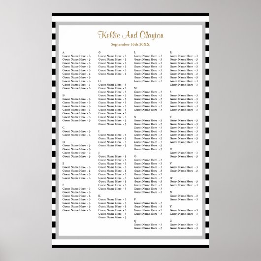 150 Schuifje voor de bruiloft met zwarte/witte str Poster (Voorkant)