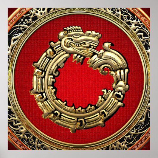 [150] Serpent God Quetzalcoatl [Gold] Poster (Voorkant)