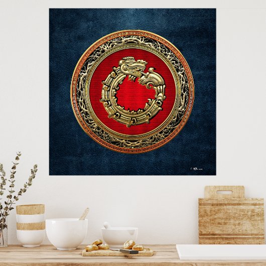 [150] Serpent God Quetzalcoatl [Gold] Poster (Keuken)