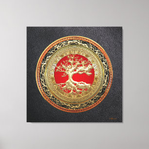 [150] Treasure Trove: Celtic Tree of Life [Gold] Canvas Afdruk