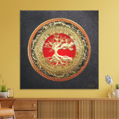 [150] Treasure Trove: Celtic Tree of Life [Gold] Canvas Afdruk (Insitu (Woonkamer))