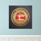 [150] Treasure Trove: Celtic Tree of Life [Gold] Canvas Afdruk (Insitu (Houten vloer))