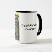150z. keramische mok met "Creativity take Courage" (Voorkant rechts)