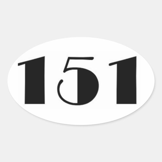 151 Aantal in de Moderne Middeleeuwse Moderne Ovale Sticker (Voorkant)