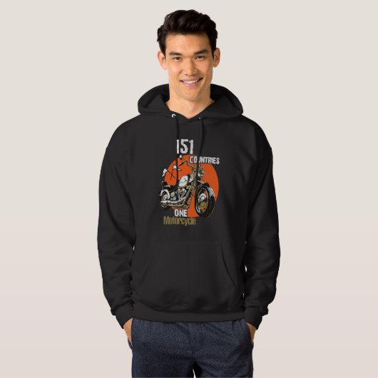 151 Countries One Motorcycle Hoodie (Voorkant volledig)