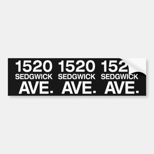 1520 SEDGWICK AVE. BUMPERSTICKER (Voorkant)