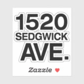 1520 SEDGWICK AVE. STICKER (Vel)
