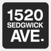 1520 SEDGWICK AVE. VIERKANTE STICKER (Voorkant)