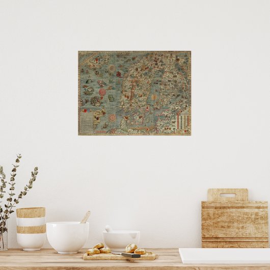 1538 Mariene kaart Poster (Keuken)