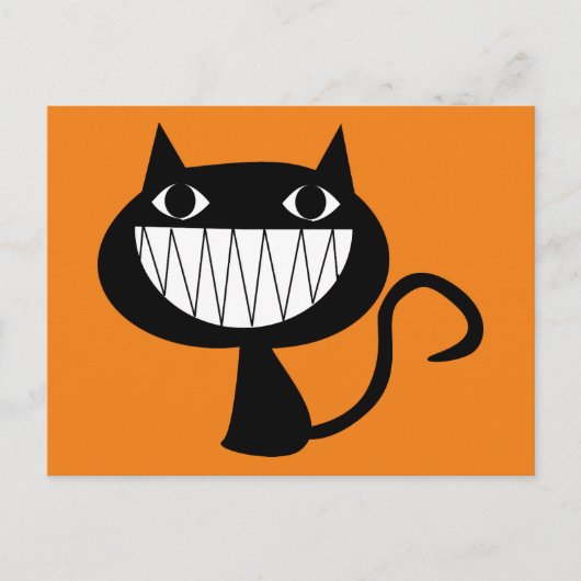 1546 BIG SMILES BLACK CAT CARTOON LOGO BRIEFKAART (Voorkant)