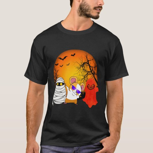 154 Guinea Pig Halloween Pumpkin T-shirt (Voorkant)