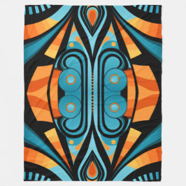 155 blauw en oranje patroon eenvoudige vormen fleece deken