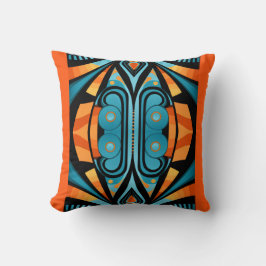 155 blauw en oranje patroon eenvoudige vormen kussen