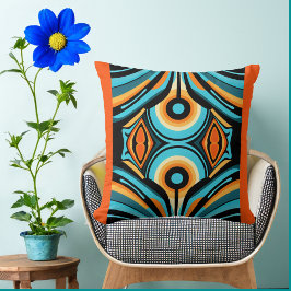 155 blauw en oranje patroon eenvoudige vormen kussen