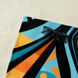 155 blauw en oranje patroon eenvoudige vormen strandlaken